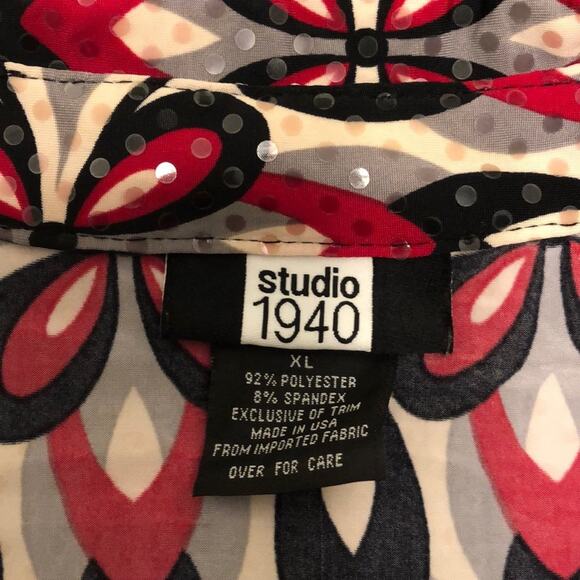 Studio 1940 Sparkle Dot Print Layered Look Top Vintage Woman Size XL - Picture 4 of 8